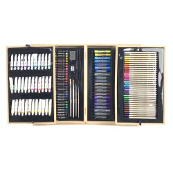 Coffret  peinture coloriage d'art professionnel dans une valise en bois 174 pièces