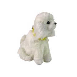 Peluche chien chiot caniche interactif aboie queue qui bouge