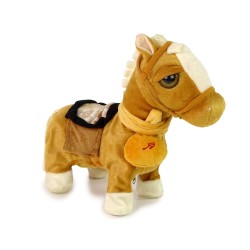 Peluche Mascotte cheval interactif Crinière claire Brun clair Musique