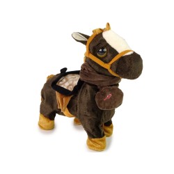 Peluche Mascotte cheval interactif Crinière brune claire Musique