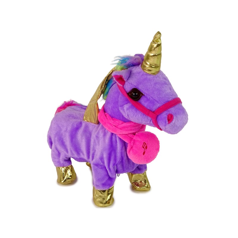 Peluche Mascotte licorne  Ailes dorées violette