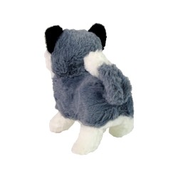 Peluche Mascotte chien Husky interactif qui marche avec son et queue qui remue