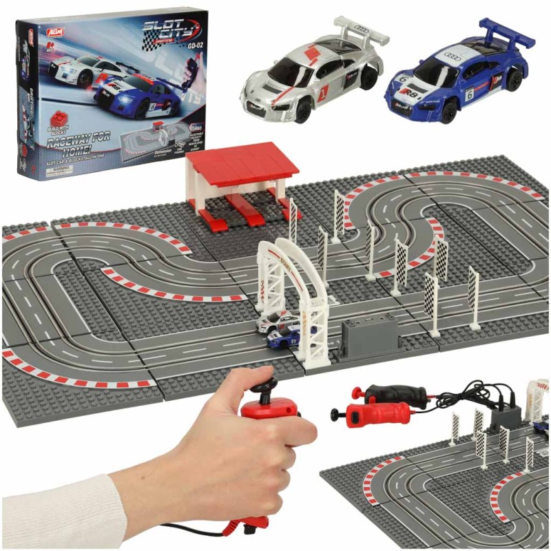 Piste de course automobile police électrique 2 voitures voitures contrôleurs courbes blocs de construction GD-02
