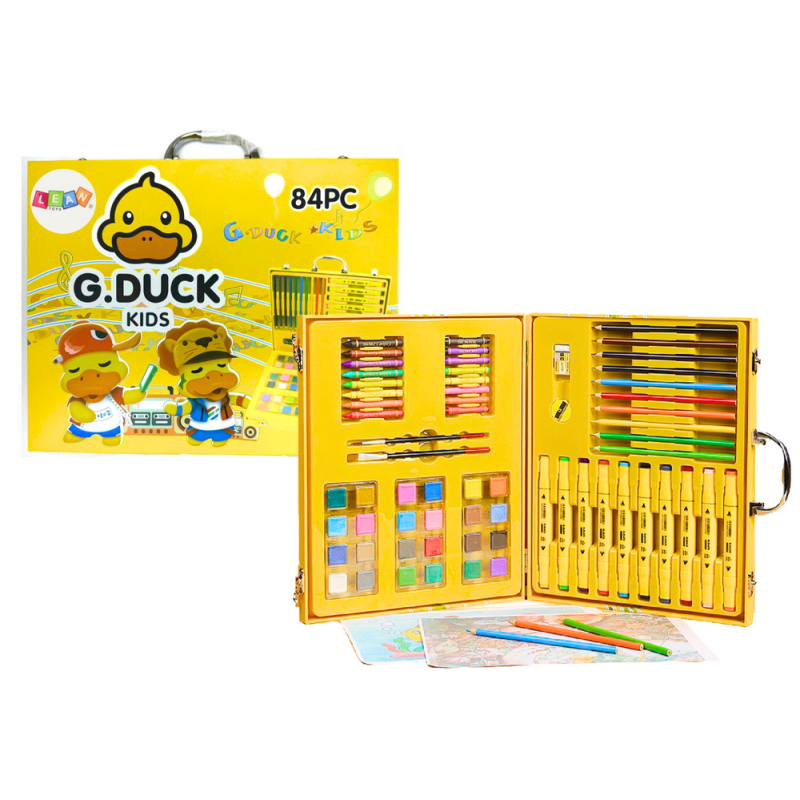 Coffret d'art peinture coloriage dans une valise Canard jaune 84 pièces