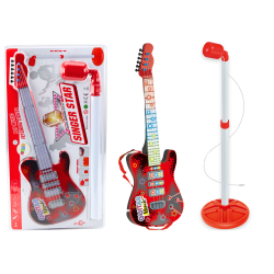 Ensemble Guitare électrique pour enfants avec microphone rouge