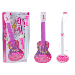 Guitare électrique  pour enfant avec microphones, rose