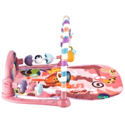 Educational mat with piano and rattles pink