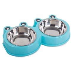 Miska podwójna dla psa kota metalowa 0,175l x 2
