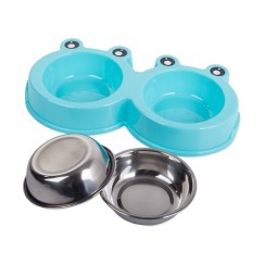 Miska podwójna dla psa kota metalowa 0,175l x 2