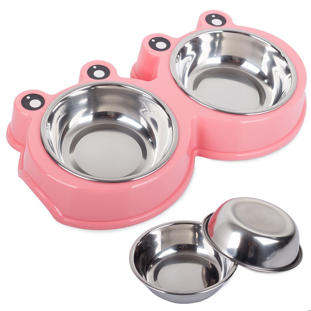 Miska podwójna dla psa kota metalowa 0,175l x 2 Miska podwójna dla psa kota metalowa 0,175l x 2
