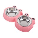 Bol d'alimentation double pour chat chiens metallique 0.175l x 2
