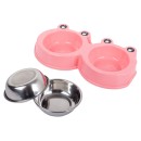 Bol d'alimentation double pour chat chiens metallique 0.175l x 2
