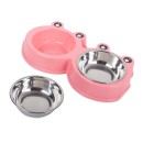 Bol d'alimentation double pour chat chiens metallique 0.175l x 2
