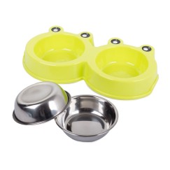 Miska podwójna dla psa kota metalowa 0,175l x 2
