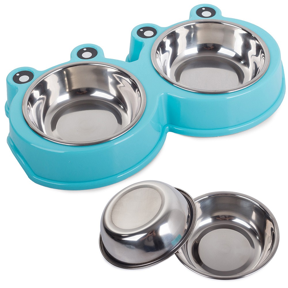 Miska podwójna dla psa kota metalowa 0,3l x 2 Miska podwójna dla psa kota metalowa 0,3l x 2