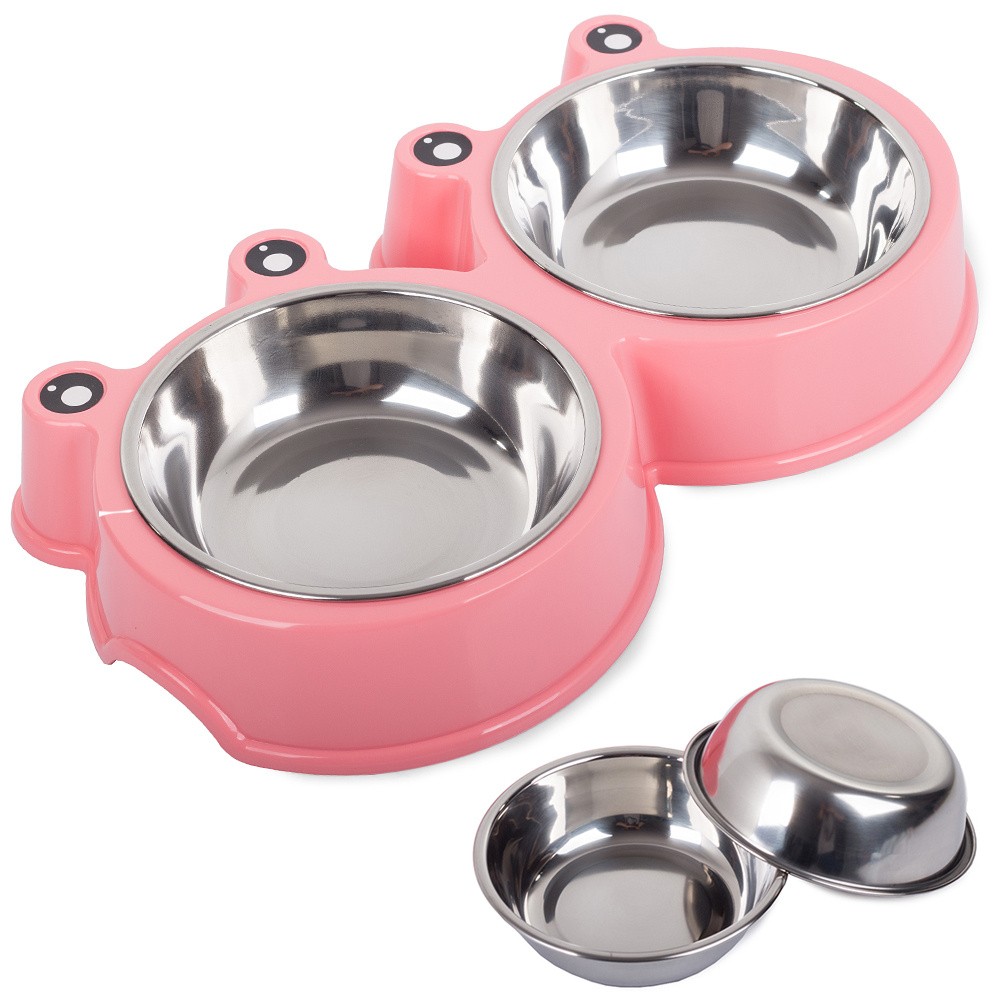 Miska podwójna dla psa kota metalowa 0,3l x 2 Miska podwójna dla psa kota metalowa 0,3l x 2
