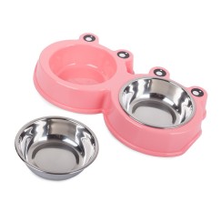 Miska podwójna dla psa kota metalowa 0,3l x 2