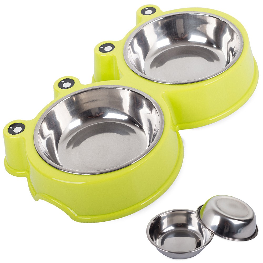 Miska podwójna dla psa kota metalowa 0,3l x 2 Miska podwójna dla psa kota metalowa 0,3l x 2
