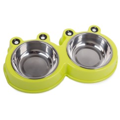 Miska podwójna dla psa kota metalowa 0,3l x 2