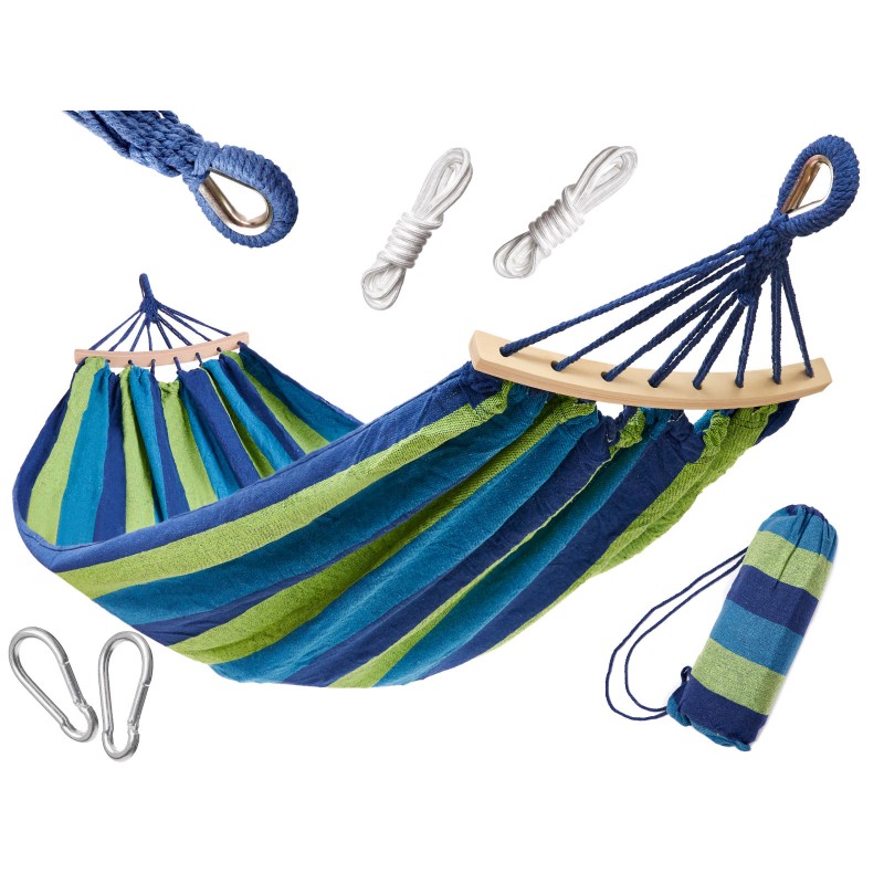 Single person hammock 200x100 with reinforced rod + mounting kit Single person hammock 200x100 with reinforced rod + mounting kit