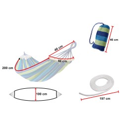 Hamac simple 200x100 avec tige renforcée + kit de montage
