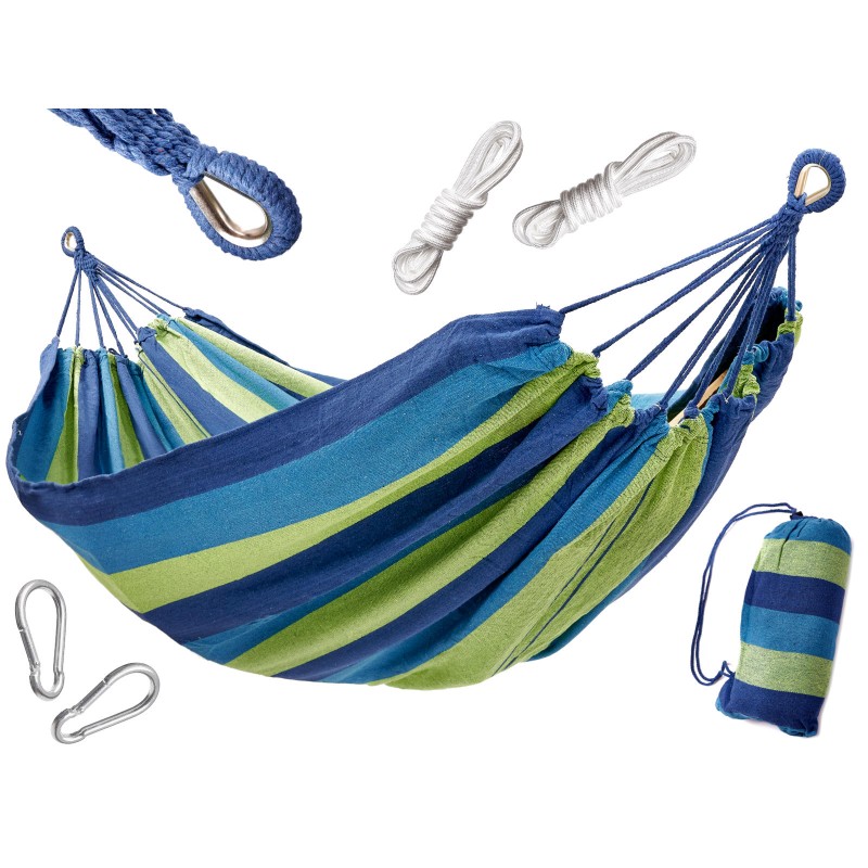 Two-person hammock 200x150 reinforced blue+ mounting kit Two-person hammock 200x150 reinforced blue+ mounting kit
