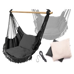 Brazilian hammock chair with cushions black with tassels