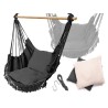 Chaise hamac brésilienne avec coussins noirs avec glands
