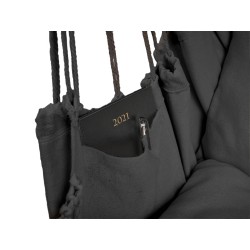 Chaise hamac brésilienne avec coussins noirs avec glands

