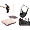 Chaise hamac brésilienne avec coussins noirs avec glands
