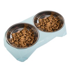 Miska podwójna dla psa kota metalowa 350ml x 2
