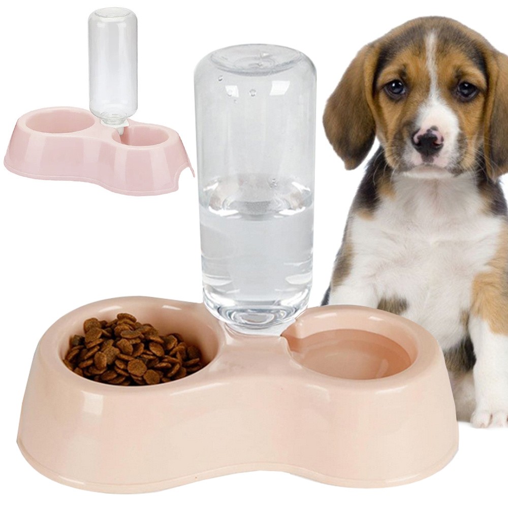 Bol double avec distributeur d'eau pour chien chat
