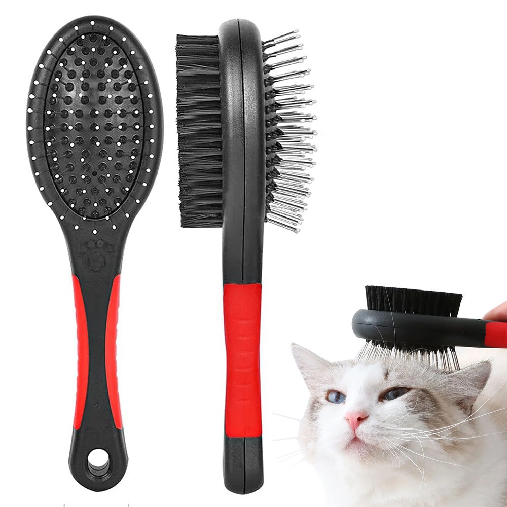 Brosse poils de chien chat doux double face
