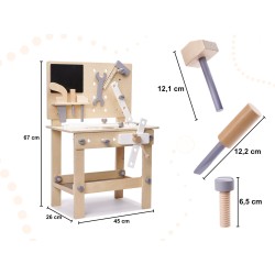 TABLE EN BOIS OUTIL BANC DE TRAVAIL POUR ENFANTS AVEC OUTILS ENSEMBLE DE BRICOLAGE BRICOLEUR