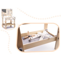 TABLE EN BOIS OUTIL BANC DE TRAVAIL POUR ENFANTS AVEC OUTILS ENSEMBLE DE BRICOLAGE BRICOLEUR