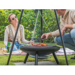 Palenisko ogrodowe duże trójnóg stojak ruszt wiszący grill ognisko węgiel