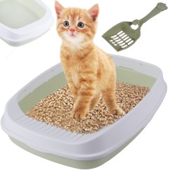 bac à litière pour chat ouvert avec cadre toilette pour litière + pelle grand