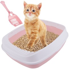 bac à litière pour chat ouvert avec cadre toilette pour litière + pelle grand