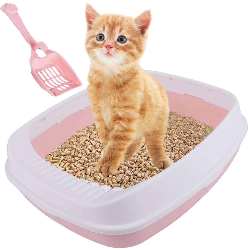 bac à litière pour chat ouvert avec cadre toilette pour litière + pelle grand