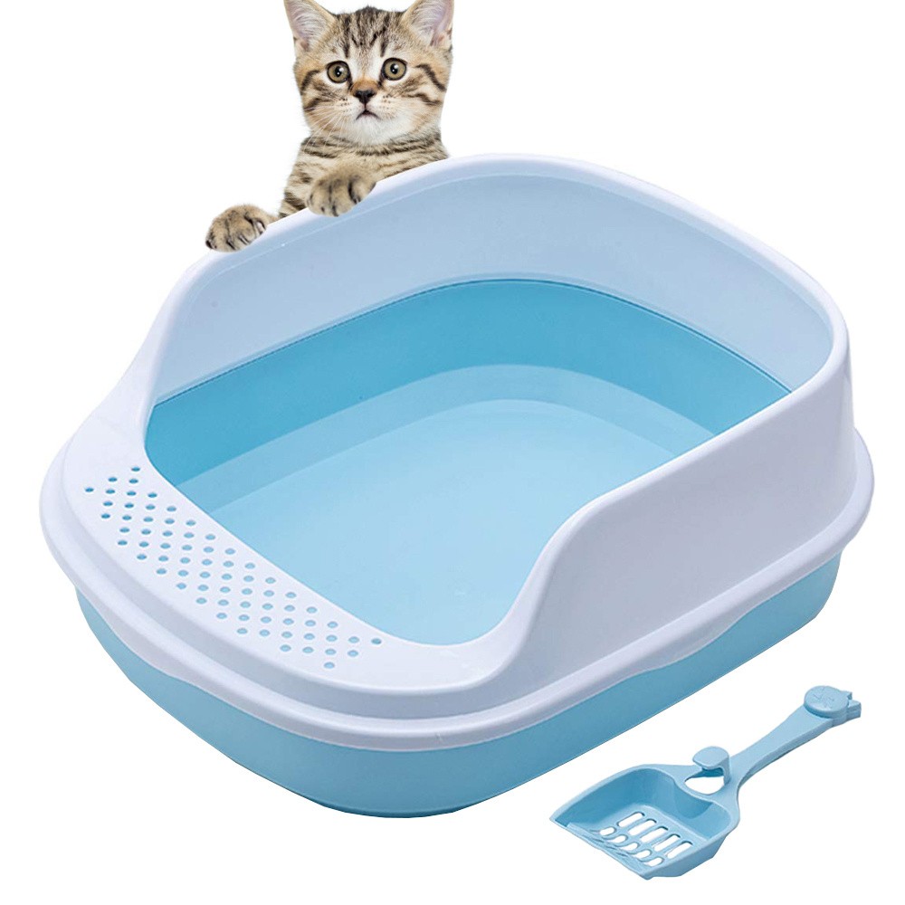 Bac à litière pour chat ouvert avec cadre soldna pour la litière + grande pelle
