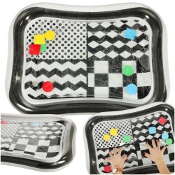 Tapis gonflable d'eau sensoriel contraste noir et blanc motifs 65cm x 50cm