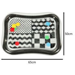 Tapis gonflable d'eau sensoriel contraste noir et blanc motifs 65cm x 50cm
