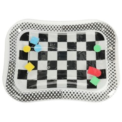 Tapis gonflable d'eau sensoriel contraste noir et blanc échiquier 65cm x 50cm
