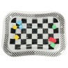 Tapis gonflable d'eau sensoriel contraste noir et blanc échiquier 65cm x 50cm