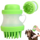 Brosse en silicone pour chien et chat avec distributeur de savon liquide
