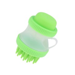 Brosse en silicone pour chien et chat avec distributeur de savon liquide
