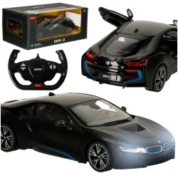 Voiture RC Rastar 71010 BMW i8 1:14 portes ouvrantes noires
