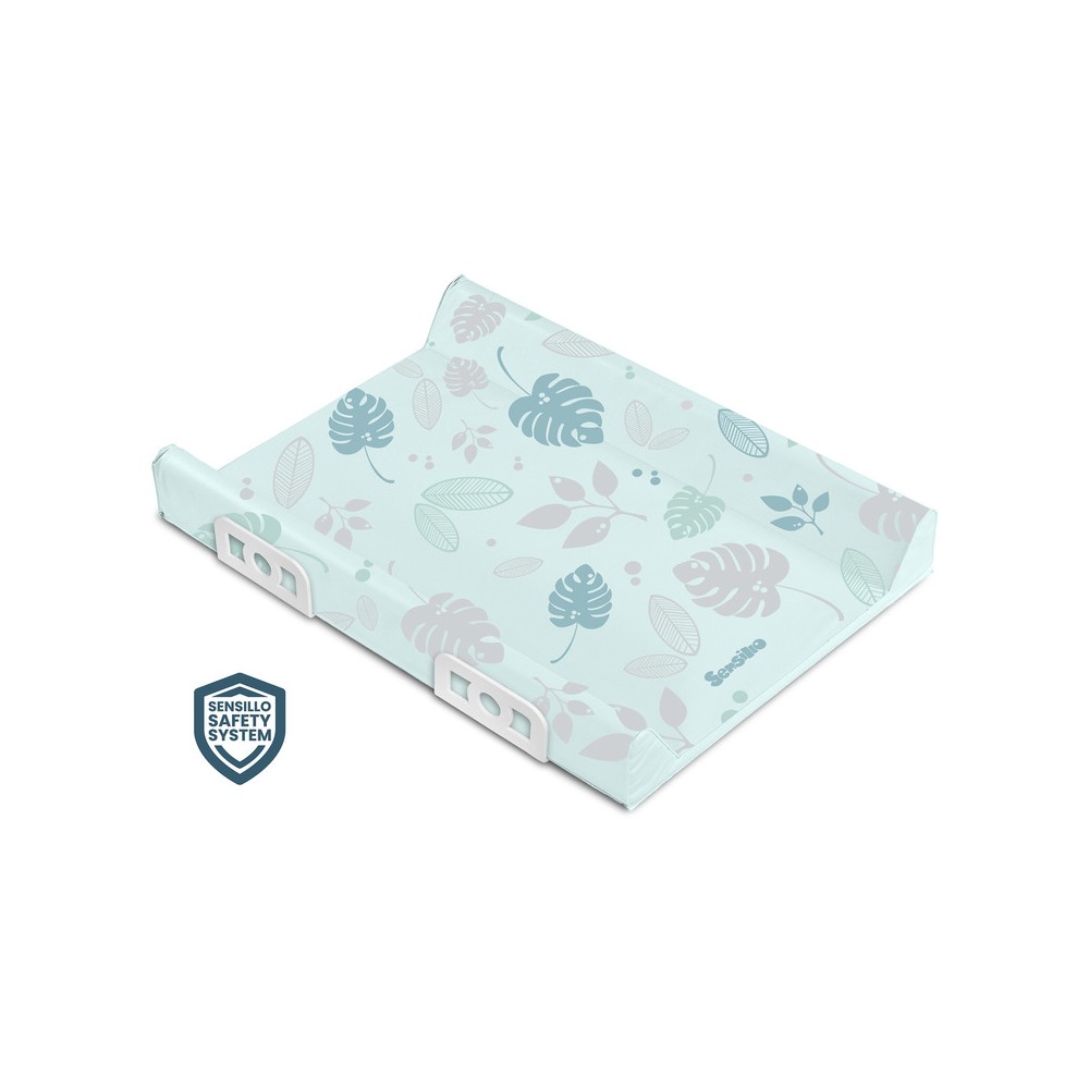 MATELAS À LANGER RIGIDE AVEC SYSTÈME DE SÉCURITÉ - FLORAL MINT
