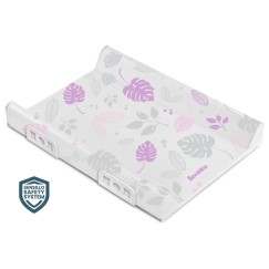 MATELAS À LANGER RIGIDE AVEC SYSTÈME DE SÉCURITÉ - FLORAL PLATINUM-ROSE
