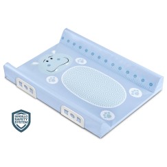MATELAS À LANGER RIGIDE AVEC SYSTÈME DE SÉCURITÉ - ANIMAUX BLEU HIPPO
